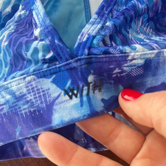 Wear it To Heart x Peloton Blue Multicolored Sports Bra Sz. M - Picture 5 of 6